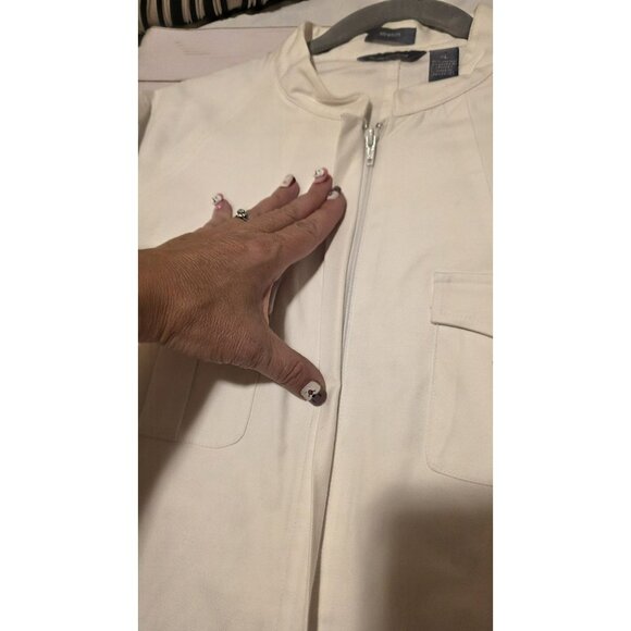 Hillard & Hanson Jacket Womens XL White Cotton Lycra NWT MSRP $42 Preppy - Picture 5 of 10